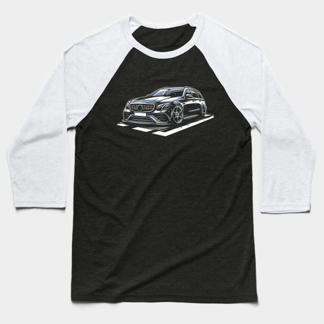 Mercedes E Class Baseball T-Shirt by TaevasDesign